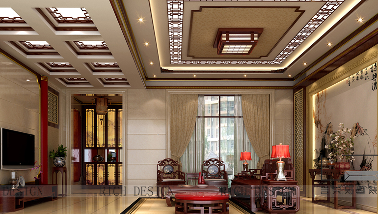 萬科金域華府1300平中式風(fēng)格別墅裝修設(shè)計(jì)效果圖